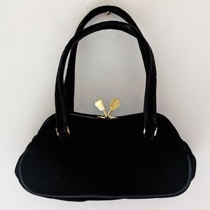 Valerie Stevens Black Velvet Small Evening Bag Purse Formal Clutch or Crossbody